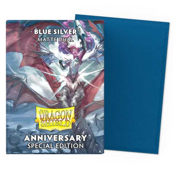 Dragon Shield Matte Dual Standard Sleeves - Cobalt & Silver (100 ct.)