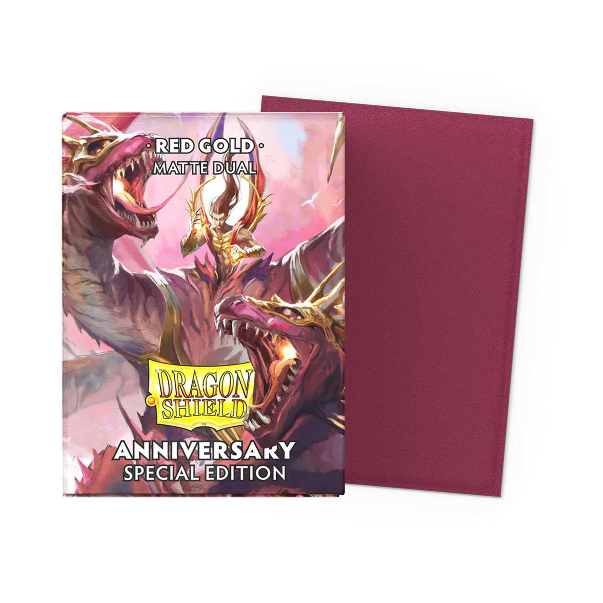 Dragon Shield Matte Dual Standard Sleeves - Pomegranate & Gold (100 ct.)