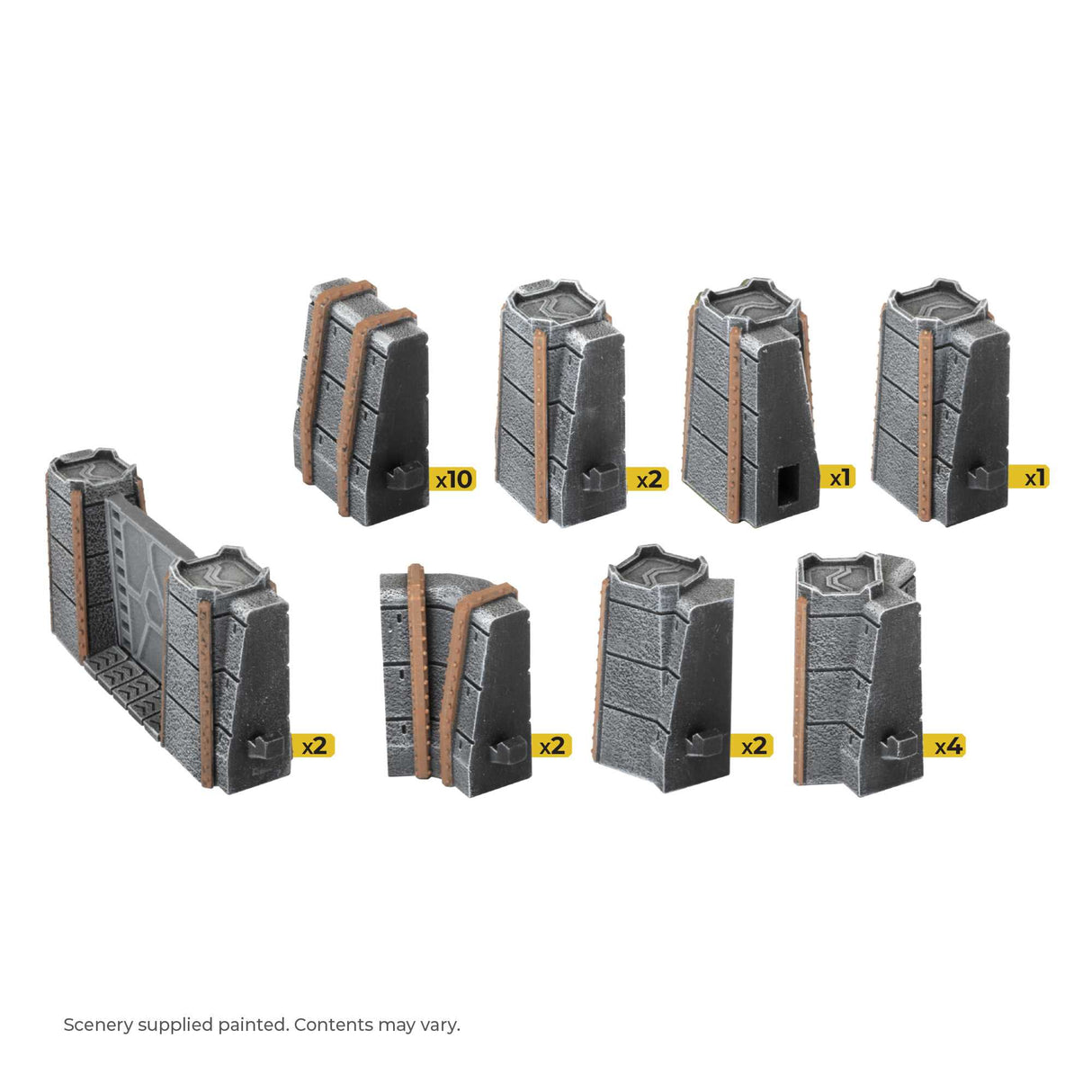 Hextech Tabletop Ready Painted Terrain: Trinity City Walls - Grey