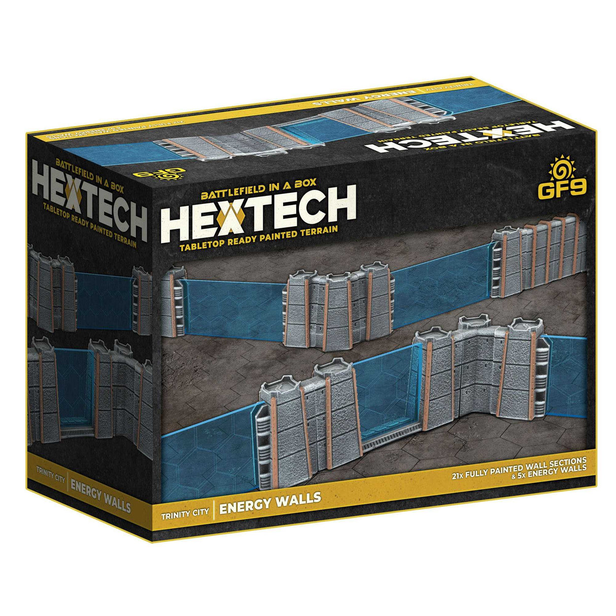 Tabletop Ready Painted Terrain: Trinity City Energy Walls - Grey/Blue