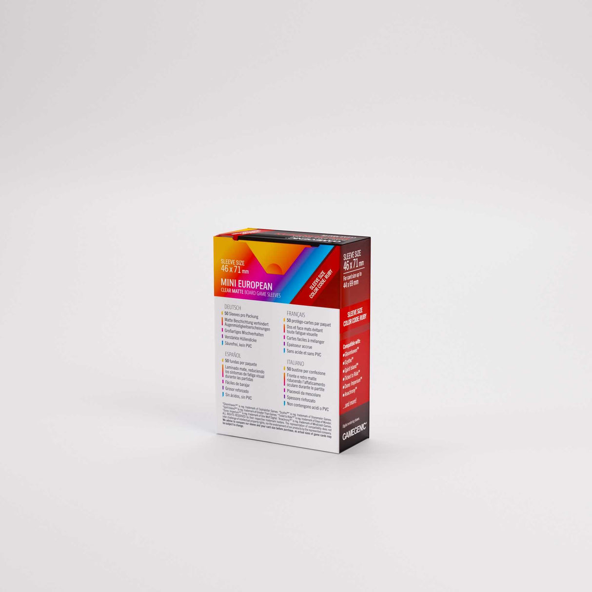 Gamegenic Board Game Sleeves Mini European Clear Matte (50 ct.)