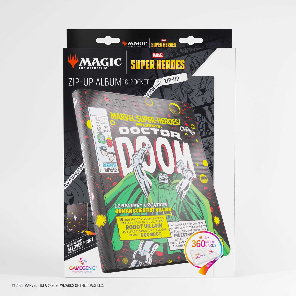 Gamegenic Magic: The Gathering Marvel Super Heroes Zip-Up Album 18-Pocket - Doctor Doom/Spider-Man