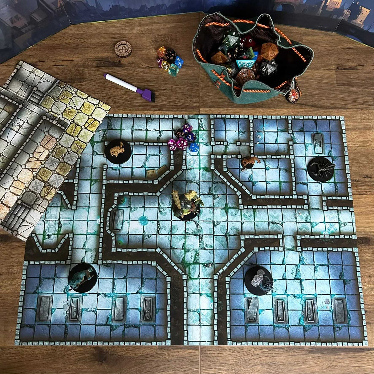 Essential RPG Battle Maps - Dungeon Set. 6 Wet/Dry Erase Battle Maps with 1 inch grid