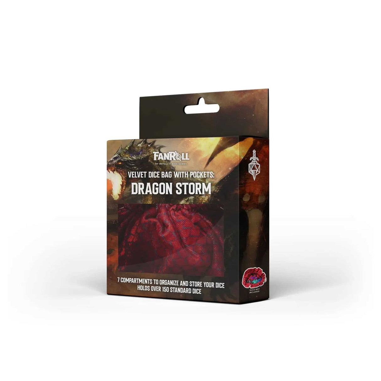 FanRoll: Dragon Storm Velvet Compartment Dice Bag: Red Dragon Scales