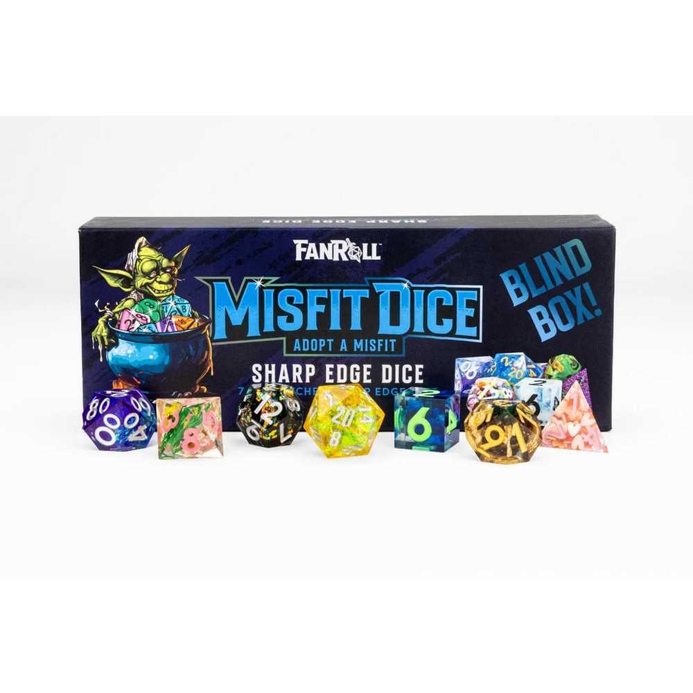 FanRoll Mystery Misfit Sharp Edge Resin Polyhedral Dice Set Display