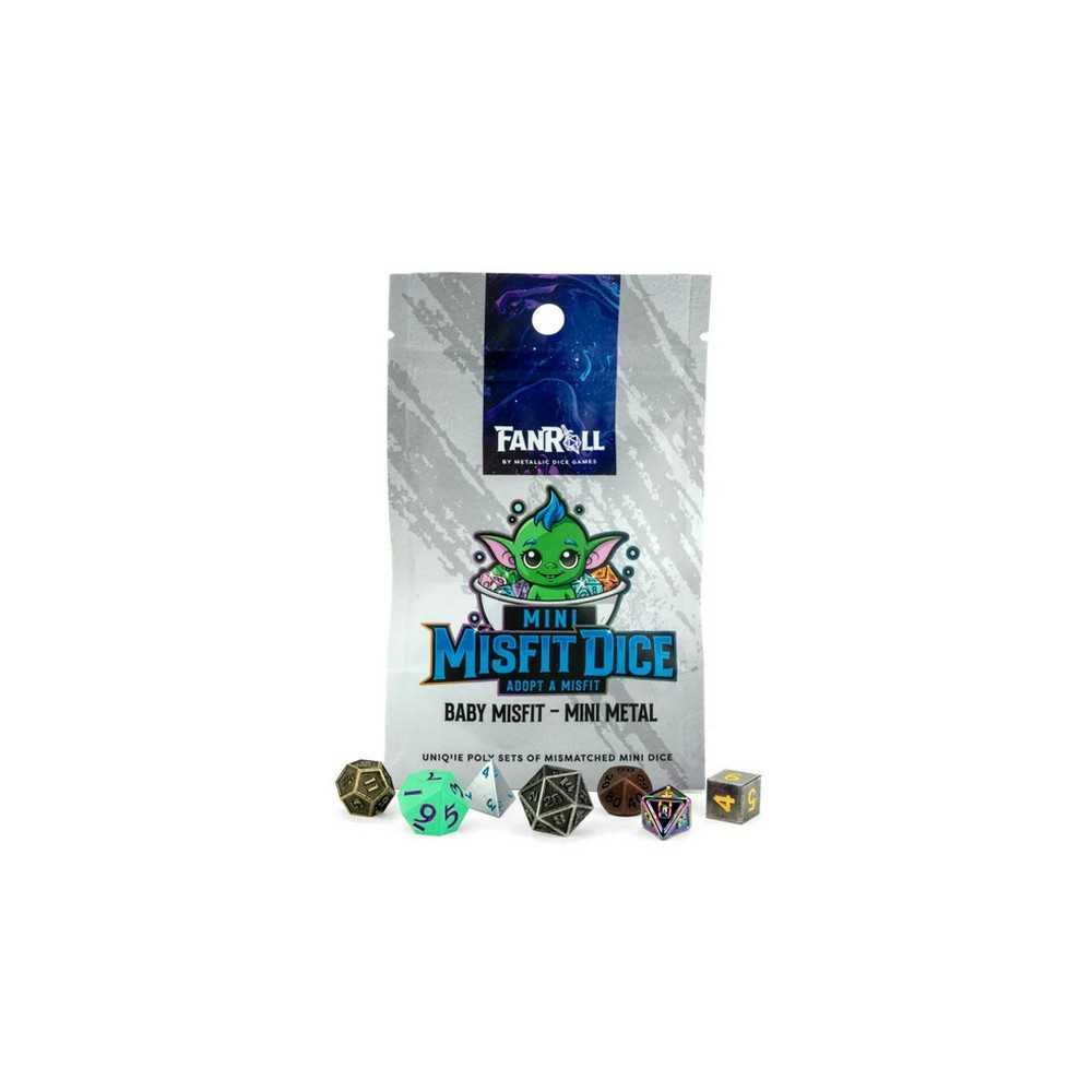 FanRoll Mystery Misfit Mini Metal Polyhedral Dice Set Display