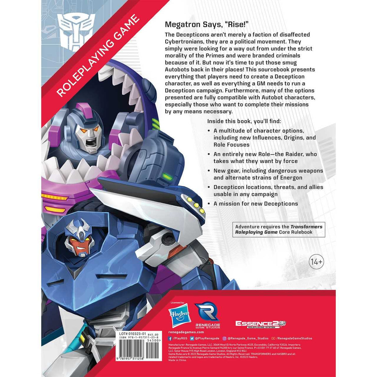 Transformers RPG Decepticon Directive Sourcebook