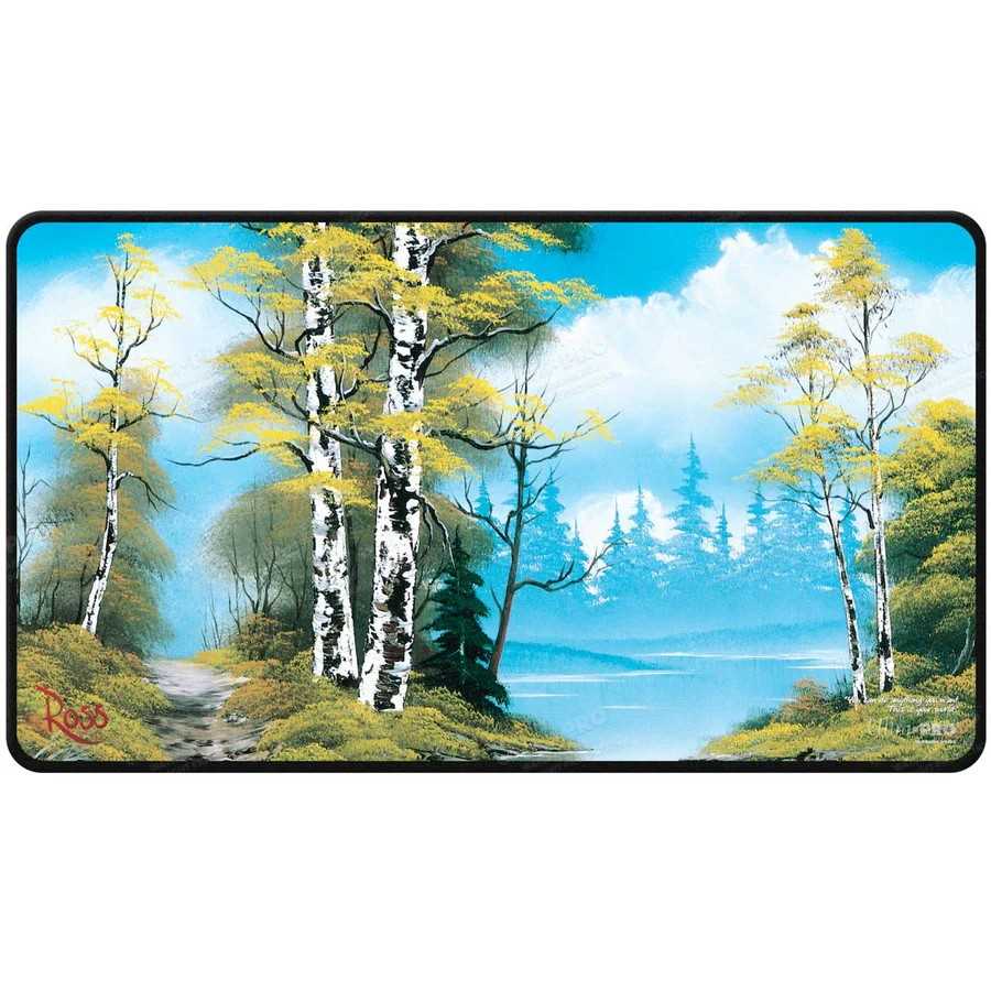 Bob Ross Lakeside Path Black Stitched Playmat
