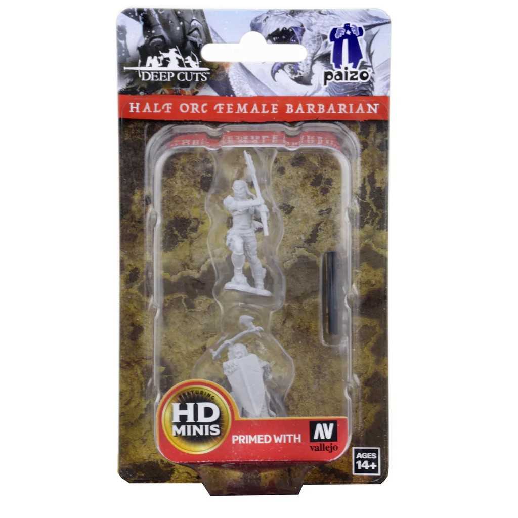 Pathfinder Deep Cuts Unpainted Miniatures: Half-Orc Female Barbarian