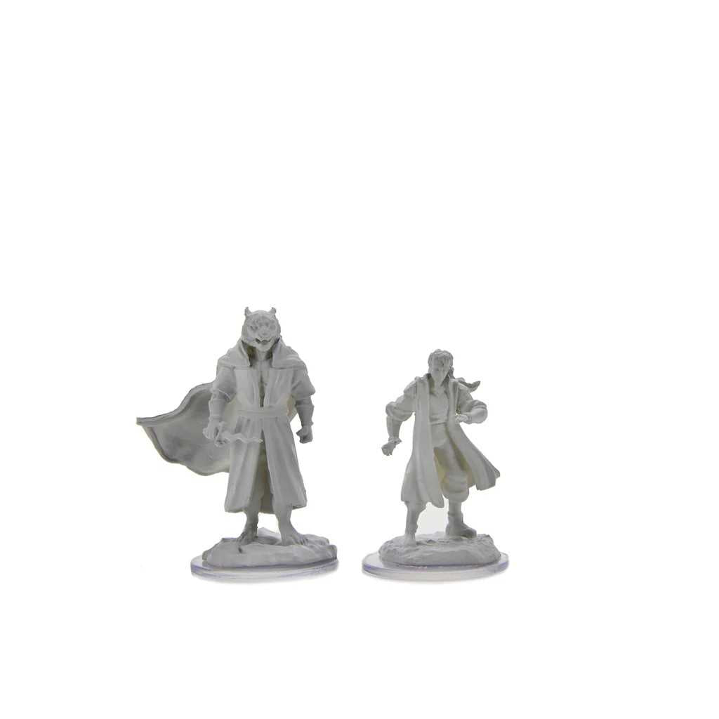 Critical Role Unpainted Miniatures: Male Human Sorcerer Merchant & Tiger Demon