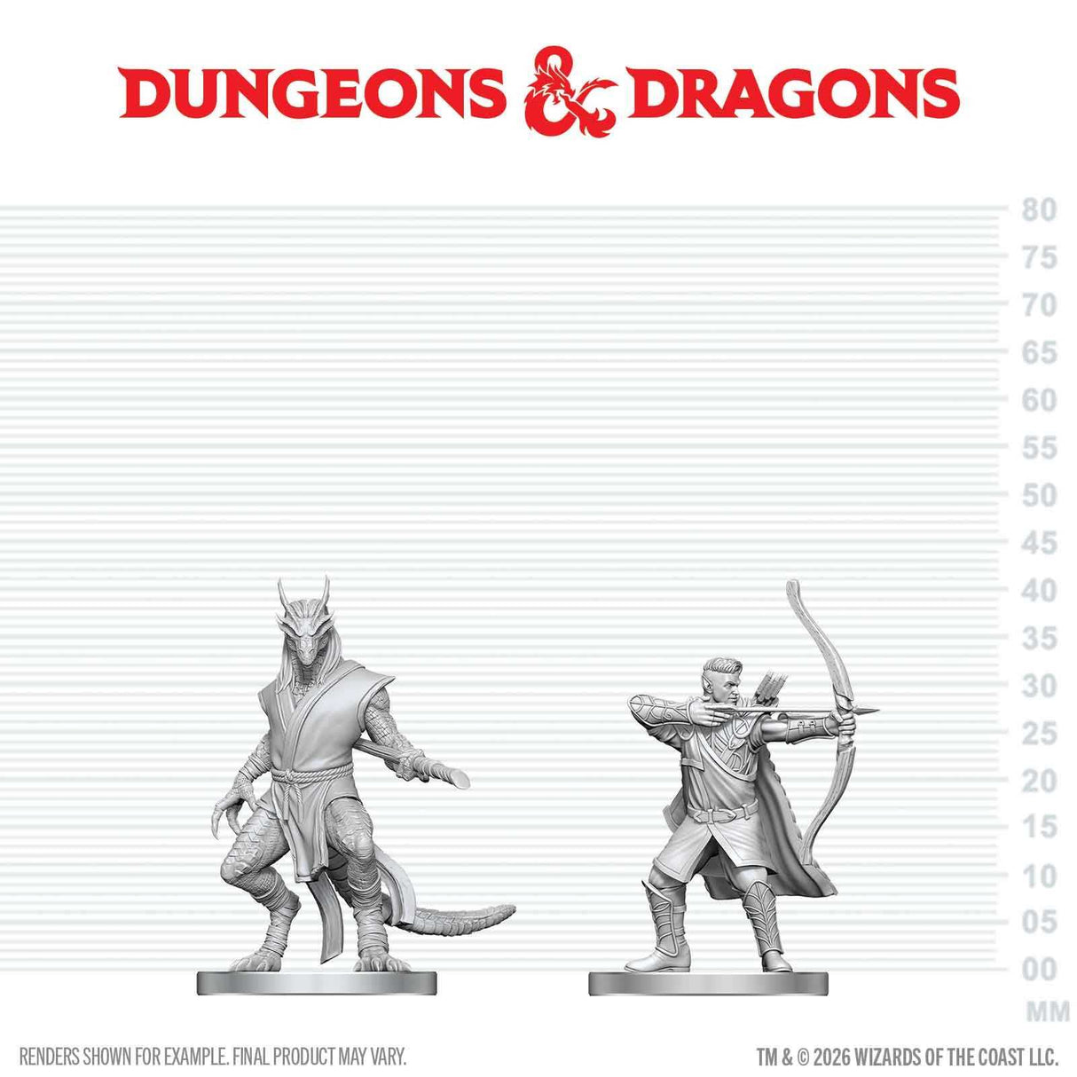 D&D Nolzur's Marvelous Unpainted Miniatures: Elf Ranger & Dragonborn Monk (W29)