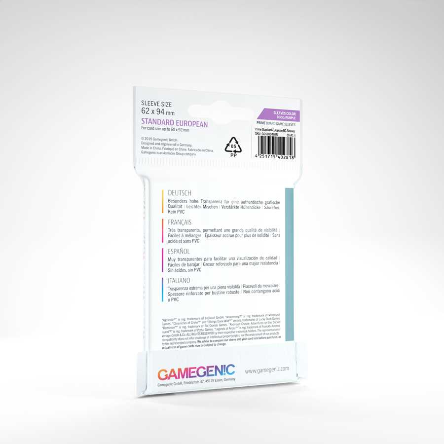 PRIME Standard European- Sized Sleeves: 62 x 94 mm (50)