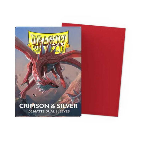 Dragon Shield Matte Dual Standard Sleeves - Crimson & Silver (100 ct.)