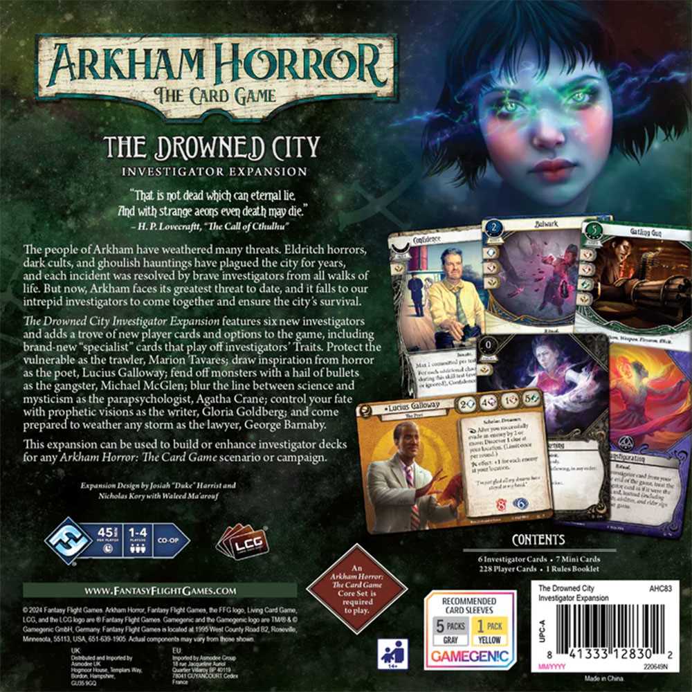 Computer Card Game Horror Arkham Horror: The Card Game - The Drowned City Investigator Expansion ...