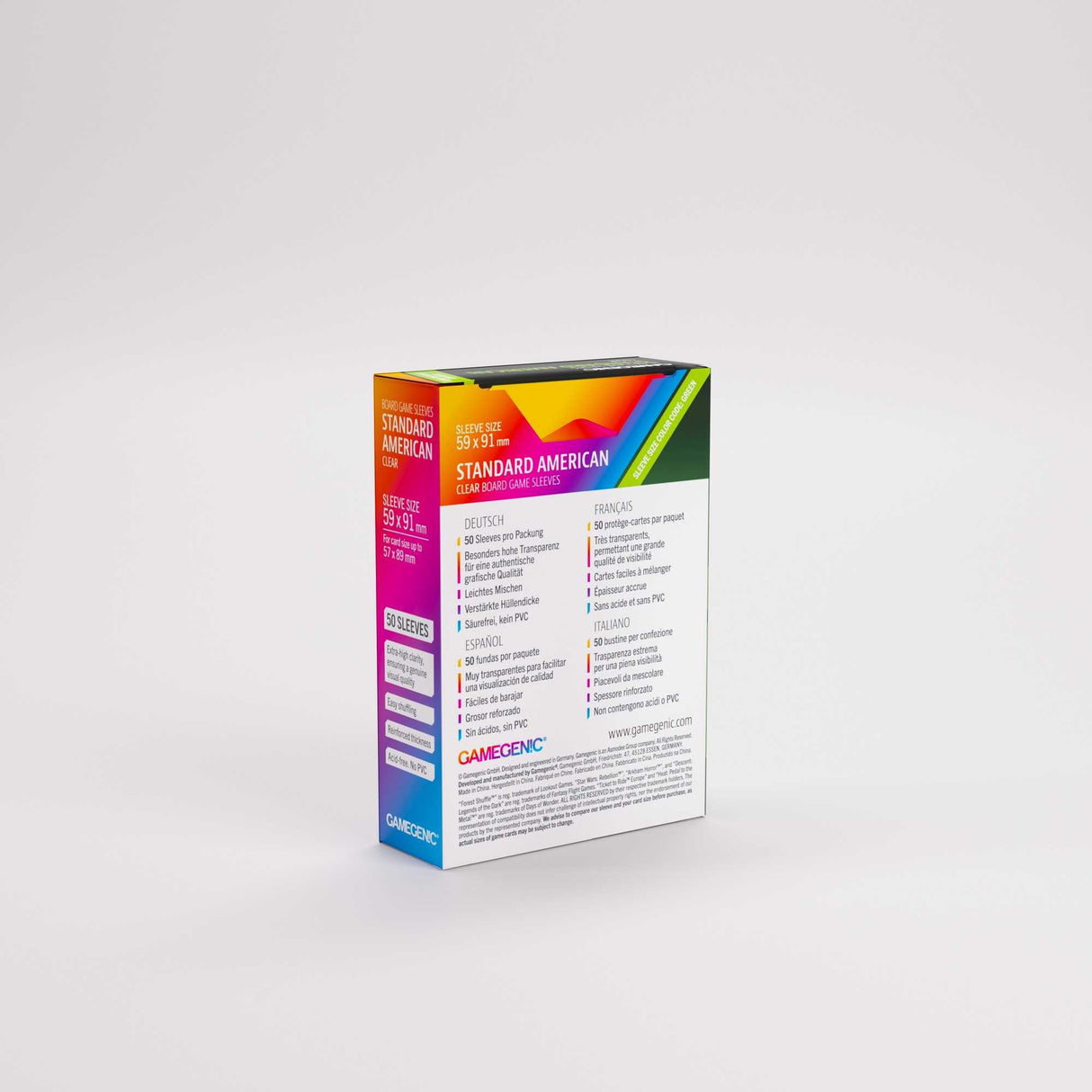 Gamegenic Board Game Sleeves Standard American Clear (50 ct.)