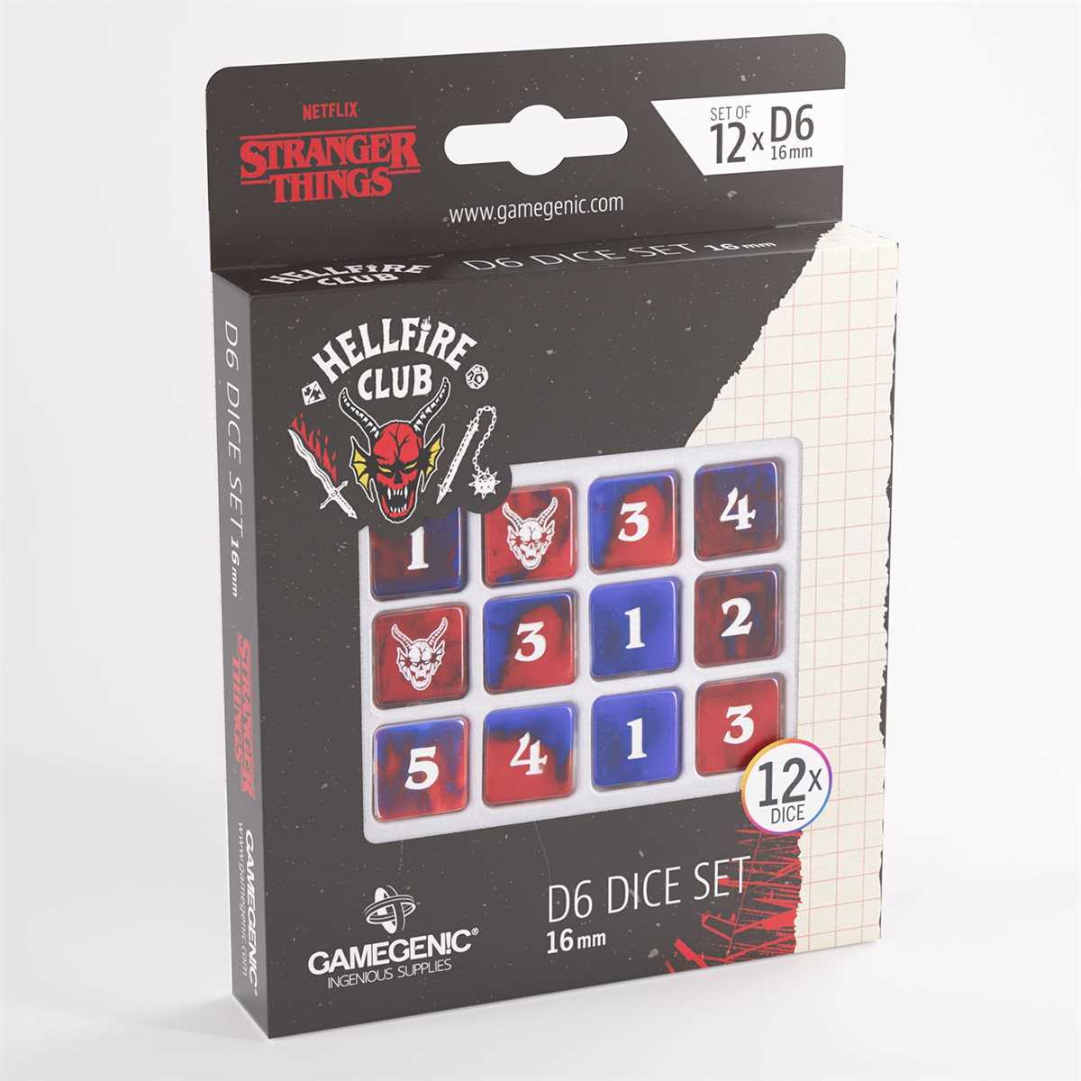 Gamegenic: Stranger Things - Hellfire Club D6 Dice Set (12x) - 16mm