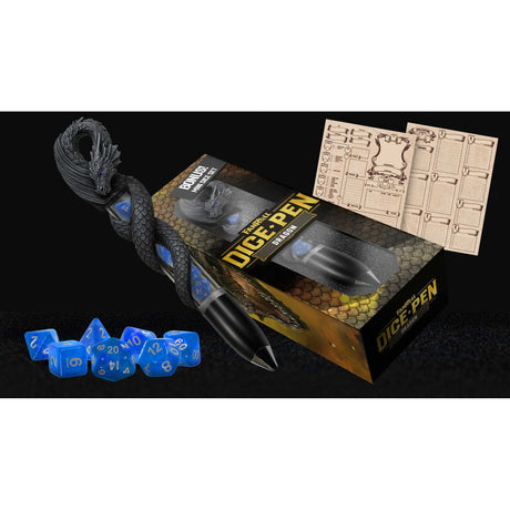 FanRoll: Dragon Dice Pen with Mini Dice Set and Character Sheet
