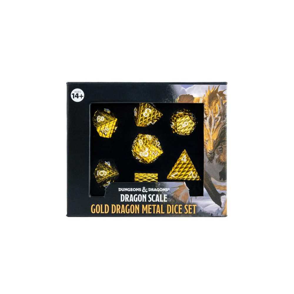 D&D Dragon Scale Metal Dice Set: Gold