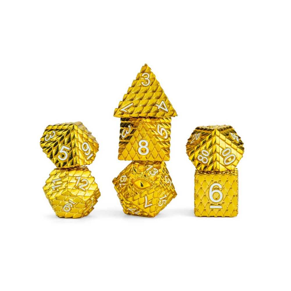 D&D Dragon Scale Metal Dice Set: Gold