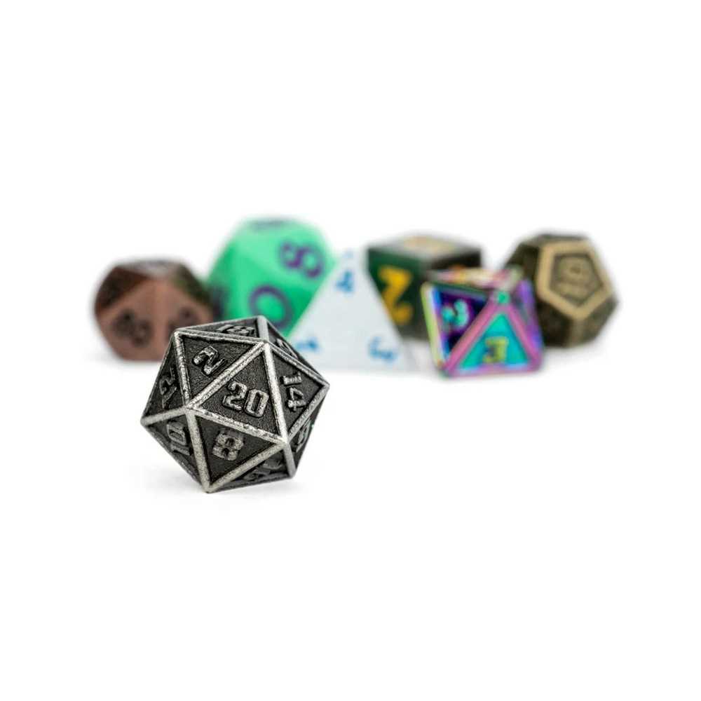 FanRoll Mystery Misfit Mini Metal Polyhedral Dice Set Display