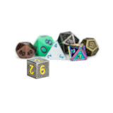 FanRoll Mystery Misfit Mini Metal Polyhedral Dice Set Display