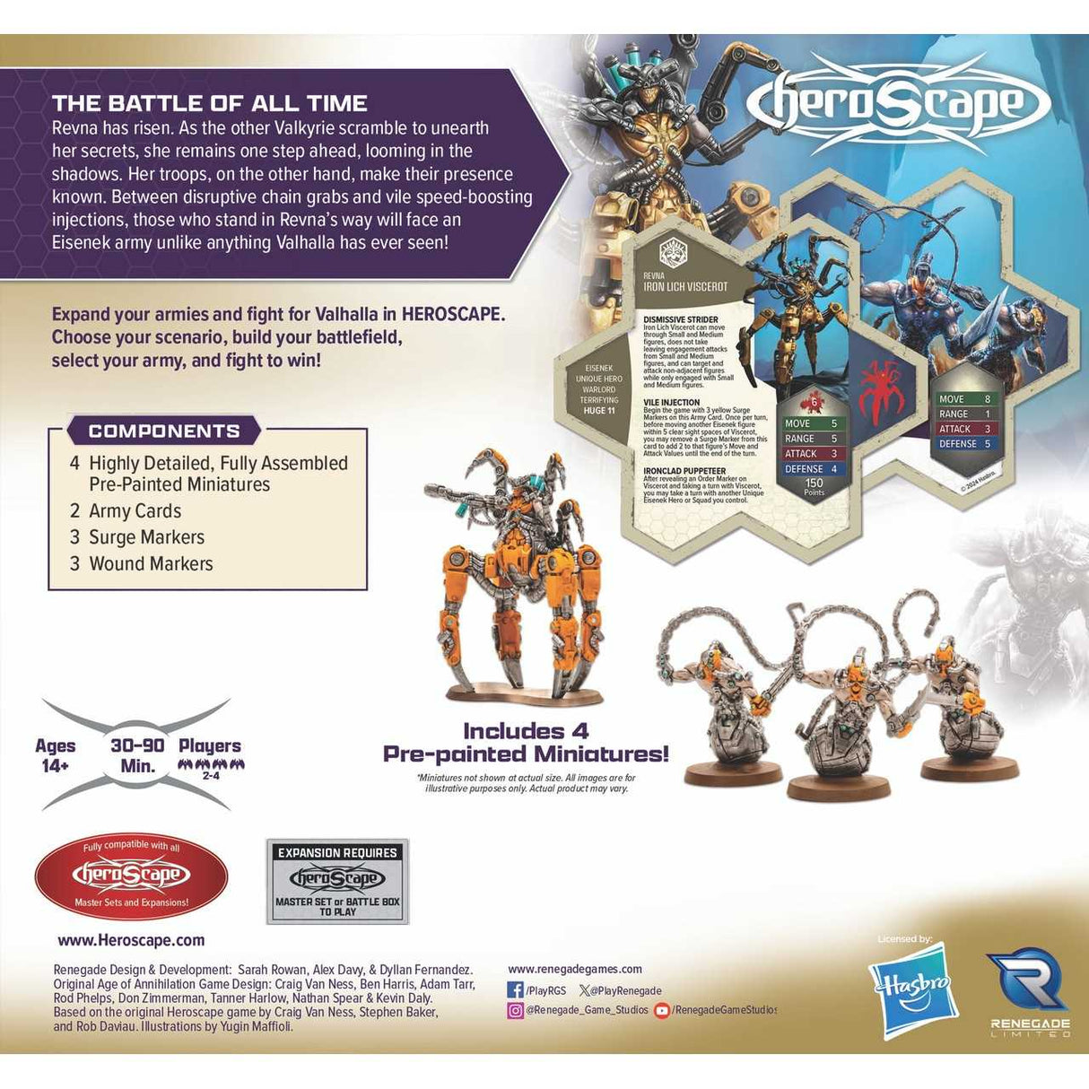 Heroscape: Revna's Rebuke - Iron Lich Viscerot and Necrotech Wraithriders Army Expansion Premium Painted Edition