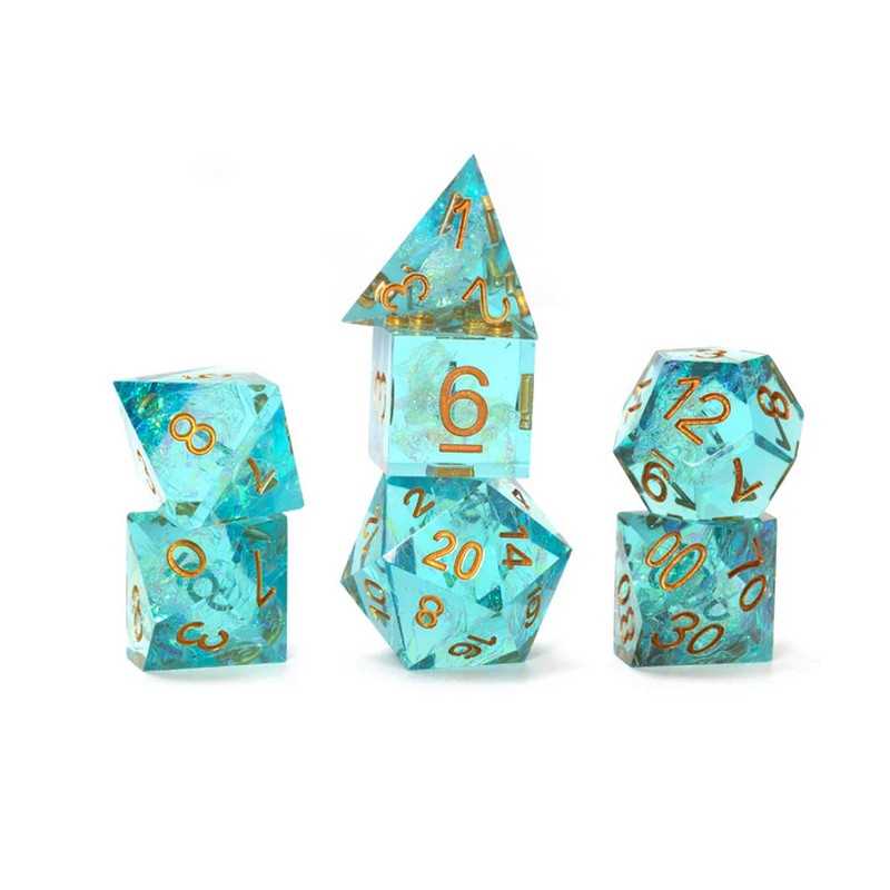 Sirius Dice: Sharp Aqua Fairy 7-Piece Polyhedral Dice Set