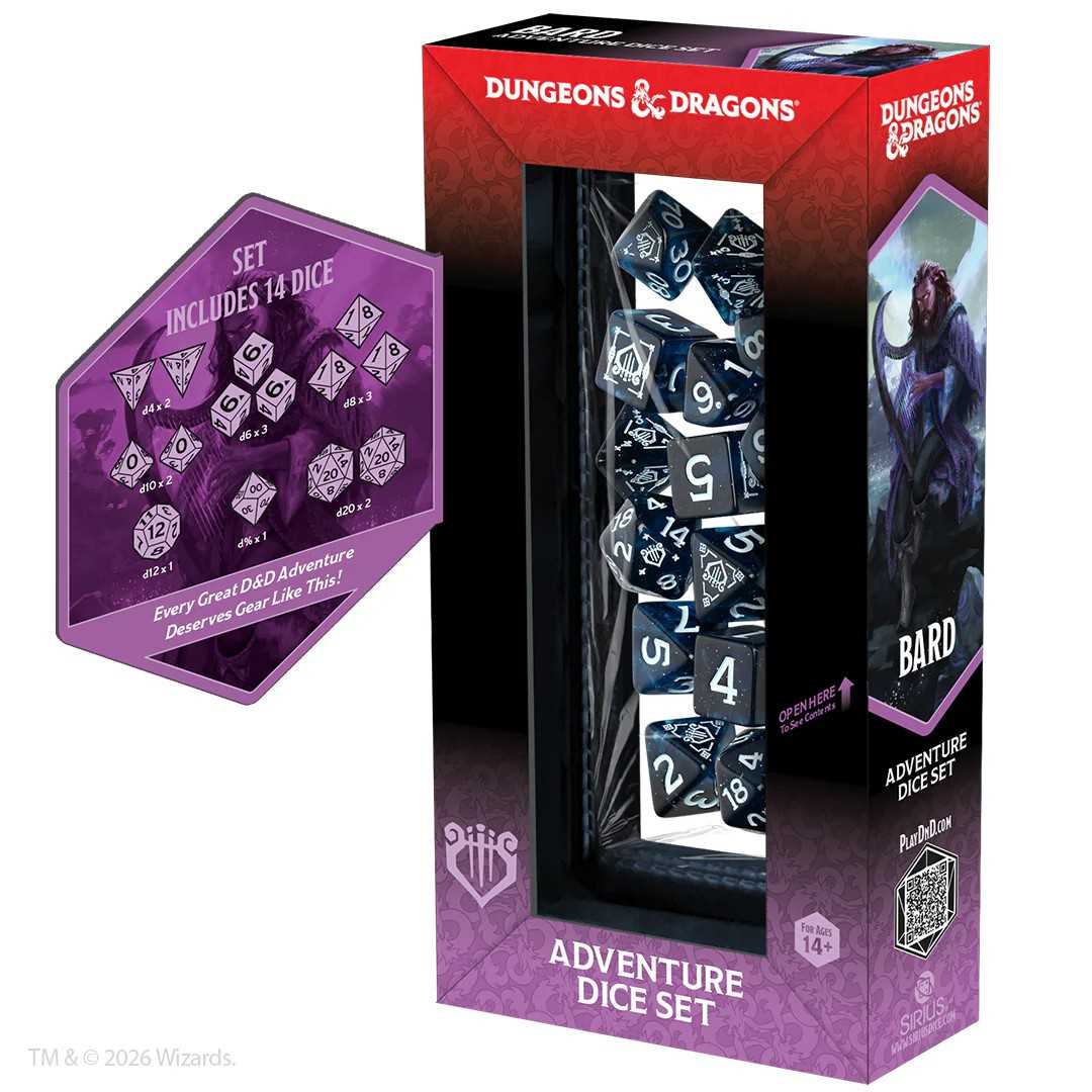 Dungeons & Dragons Adventure Dice Set - Bard (Blue, Black)
