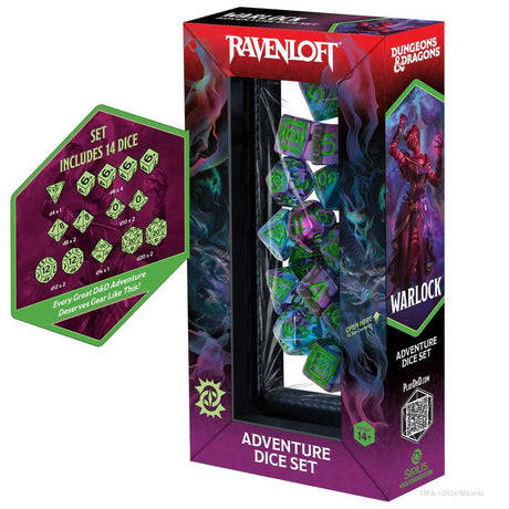 Dungeons & Dragons Adventure Dice Set - Warlock (Purple, Green)