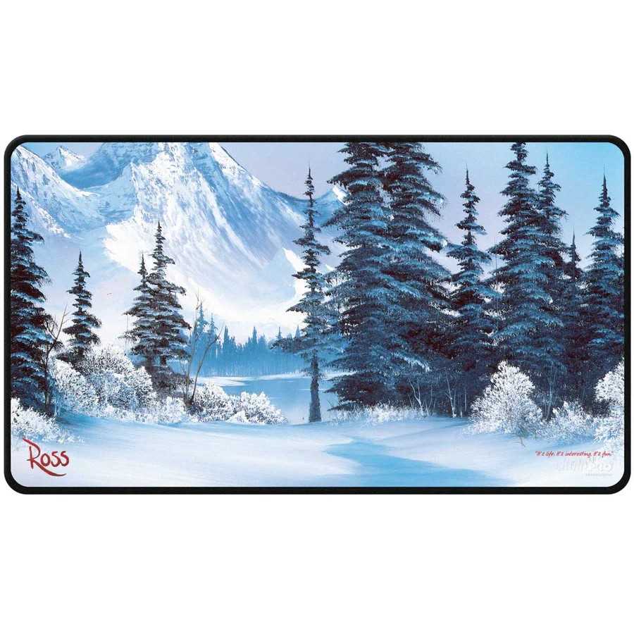 Bob Ross Winter Paradise Black Stitched Playmat