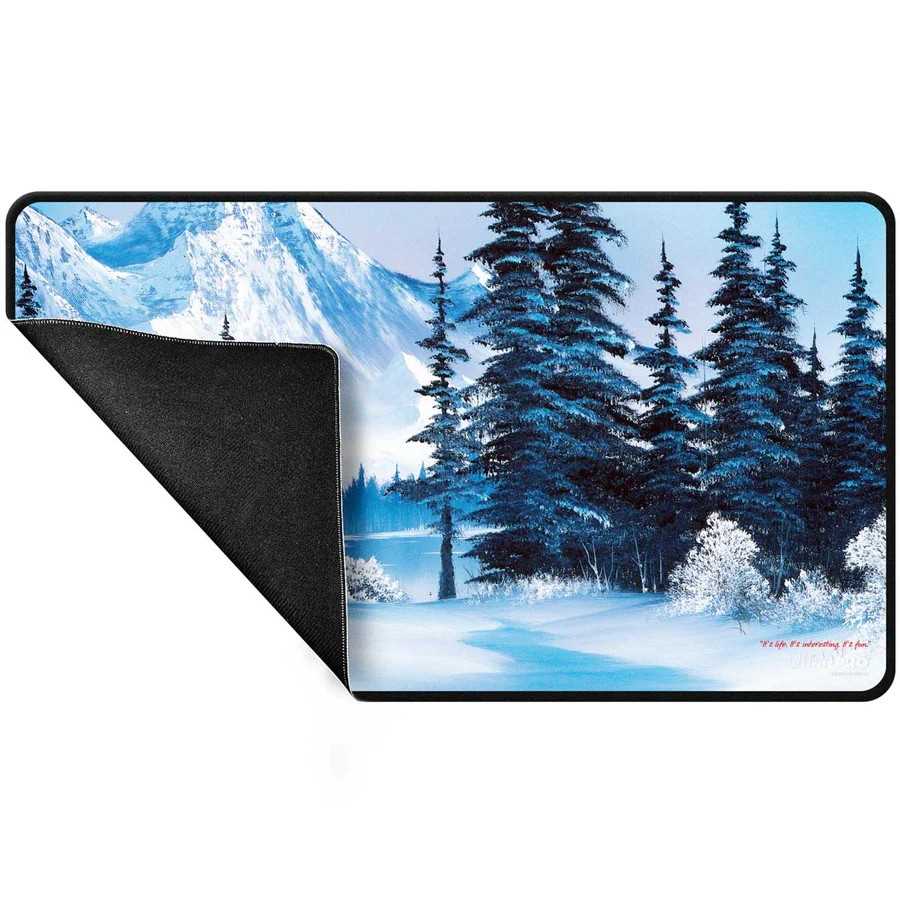 Bob Ross Winter Paradise Black Stitched Playmat