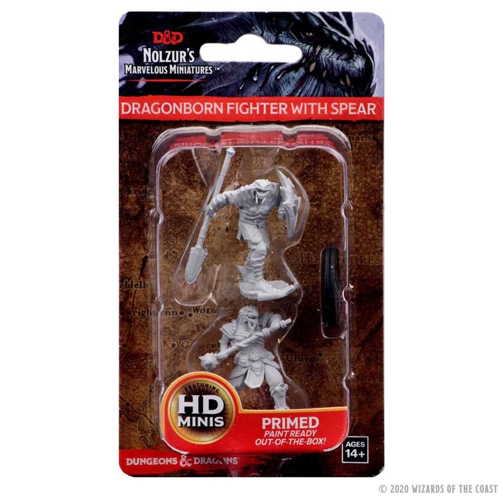 D&D Unpainted Miniatures: Dragonborn Male Fighter with Spear