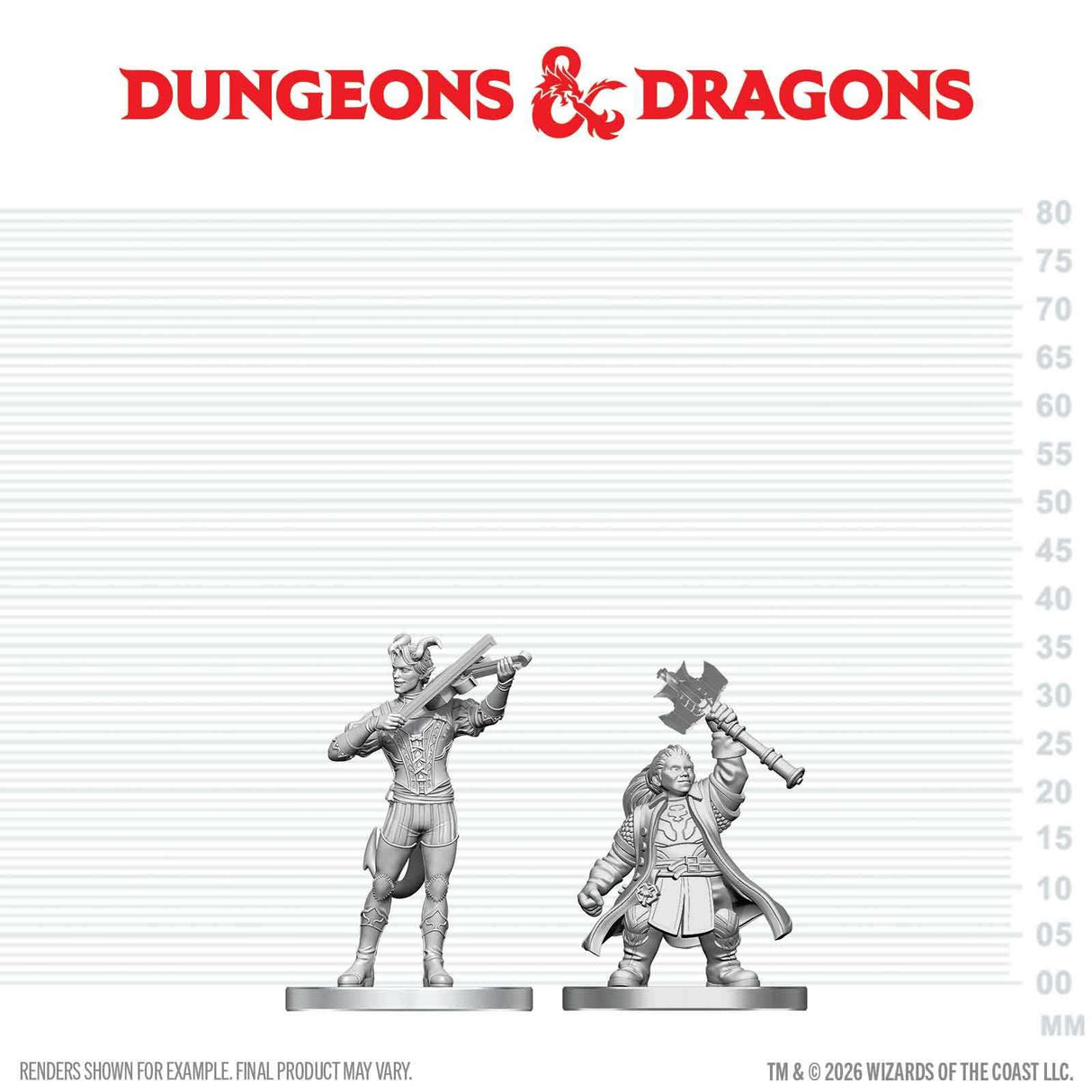D&D Nolzur's Marvelous Unpainted Miniatures: Tiefling Bard & Dwarf Cleric (W29)