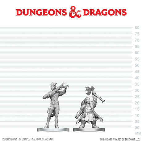 D&D Nolzur's Marvelous Unpainted Miniatures: Tiefling Bard & Dwarf Cleric (W29)