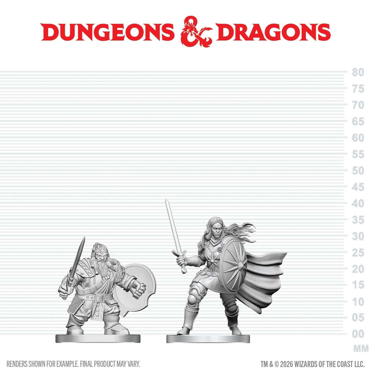 D&D Nolzur's Marvelous Unpainted Miniatures: Dwarf Fighter & Orc Paladin (W29)