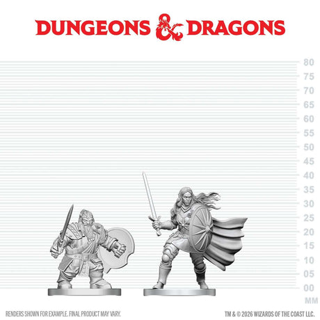 D&D Nolzur's Marvelous Unpainted Miniatures: Dwarf Fighter & Orc Paladin (W29)