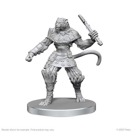 Pathfinder Deep Cuts Unpainted Miniatures: Elf Hunter & Catfolk Bandit (W26)